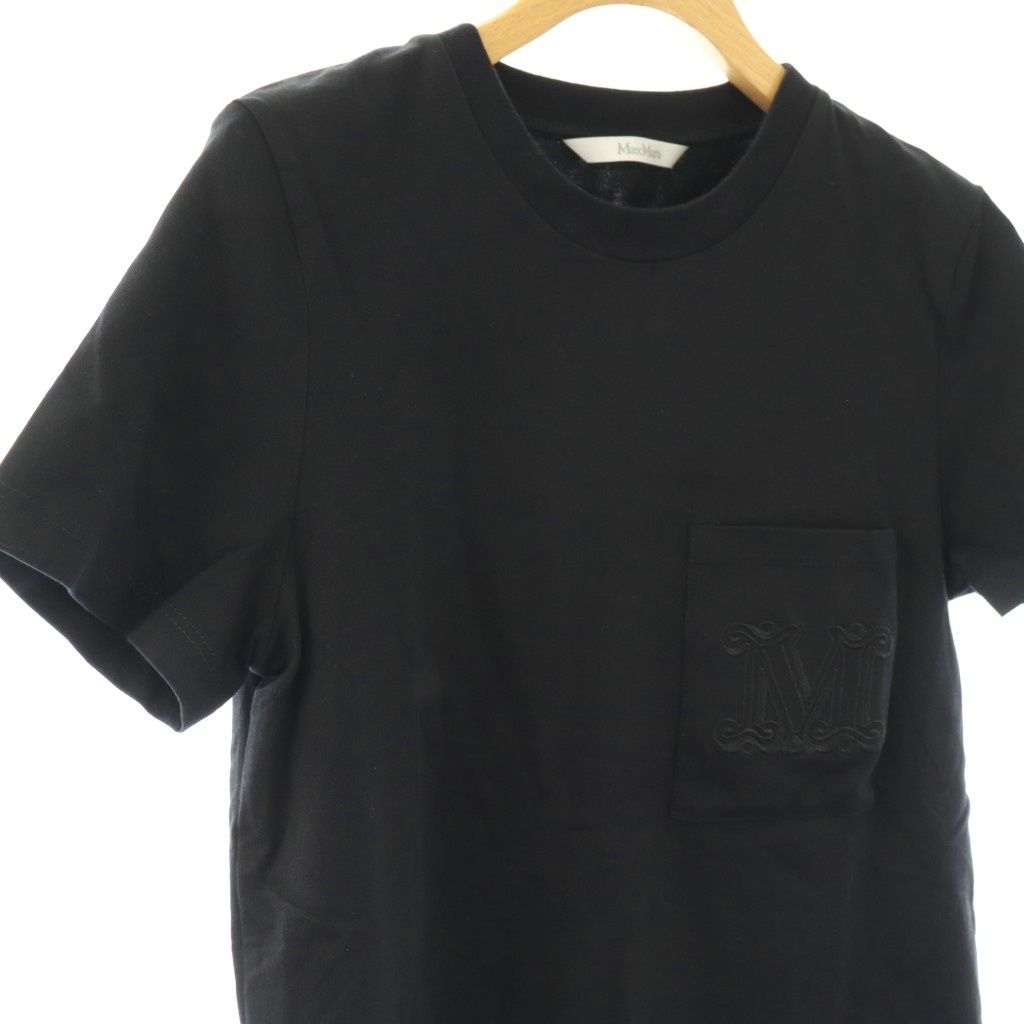 Max Mara White Tag T-Shirt Mlogo Crew Neck Black CX — view 3