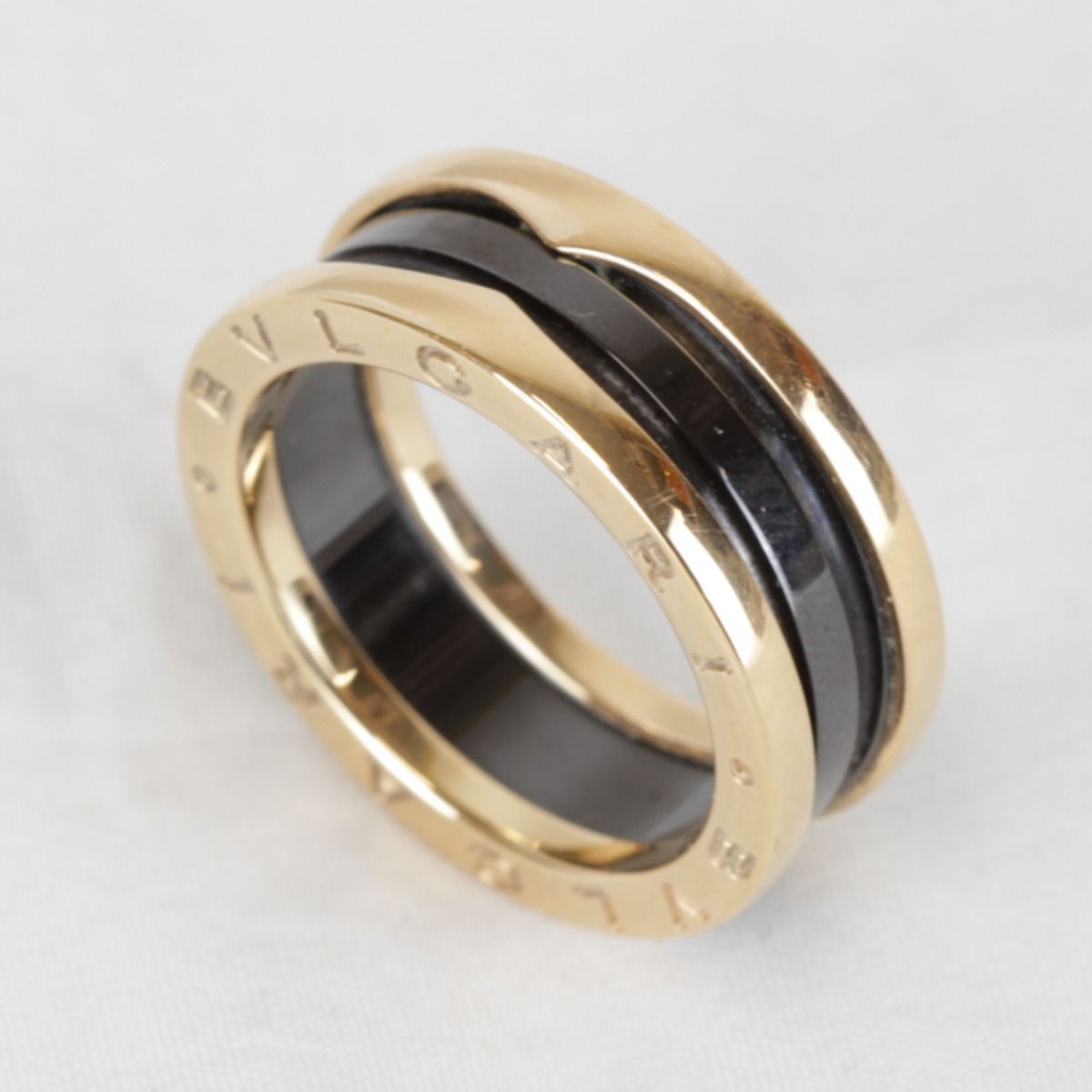 Bvlgari 18k Pink Gold Black Ceramic Case Ring — view 4