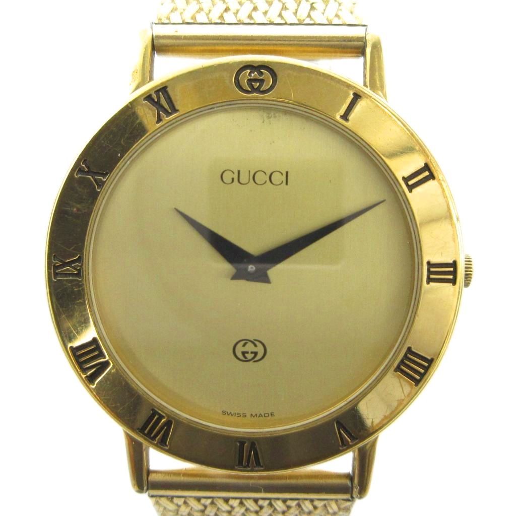 Gucci M Watch Quartz Logo Roman Gold