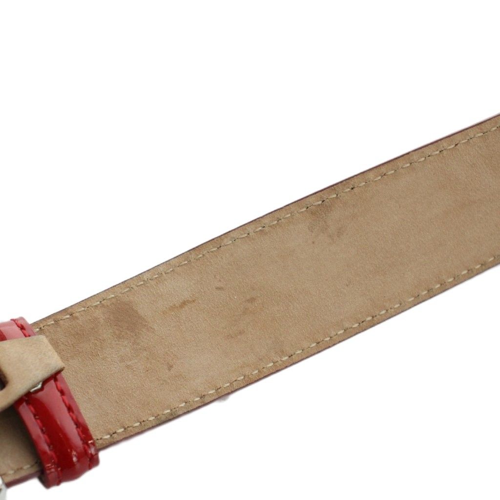 Dolce & Gabbana Belt Silver Enamel Leather DG Logo 85 cm Red — view 9