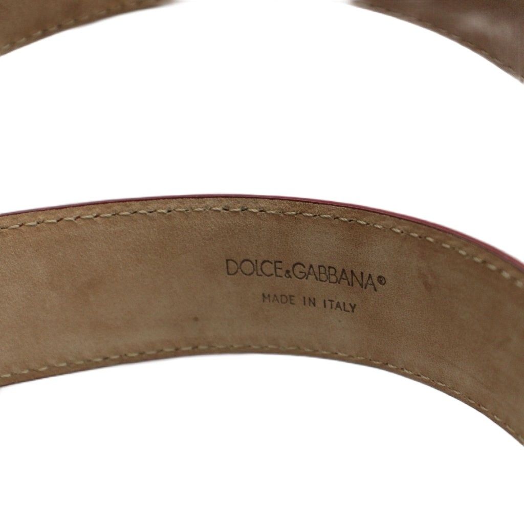 Dolce & Gabbana Belt Silver Enamel Leather DG Logo 85 cm Red — view 7