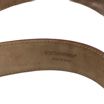Dolce & Gabbana Belt Silver Enamel Leather DG Logo 85 cm Red — view 7