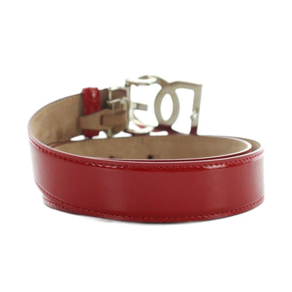 Dolce & Gabbana Belt Silver Enamel Leather DG Logo 85 cm Red — view 3