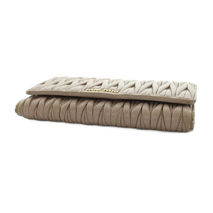 Miu Miu Miu Wallet Matelasse Nappa Logo with Passcase Leather Pink Beige — view 3