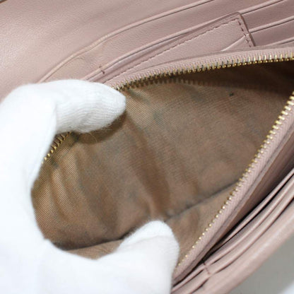Miu Miu Miu Wallet Matelasse Nappa Logo with Passcase Leather Pink Beige — view 7