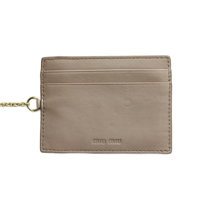 Miu Miu Miu Wallet Matelasse Nappa Logo with Passcase Leather Pink Beige — view 8