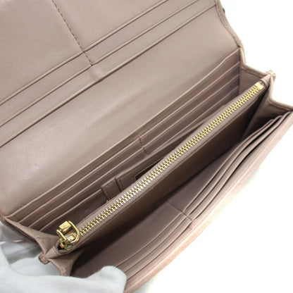 Miu Miu Miu Wallet Matelasse Nappa Logo with Passcase Leather Pink Beige — view 6