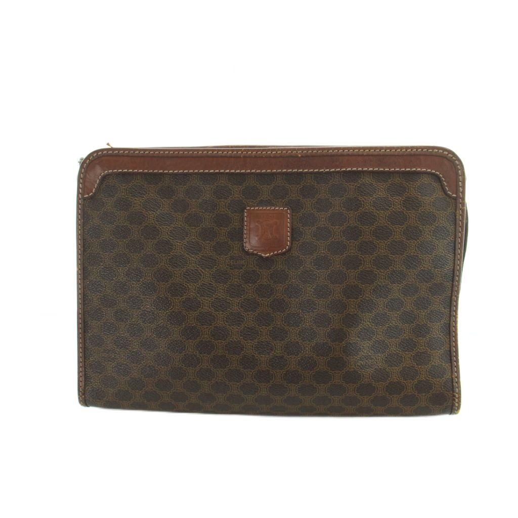 Celine Clutch Second Party Macadam Leather Logo Brown — view 2