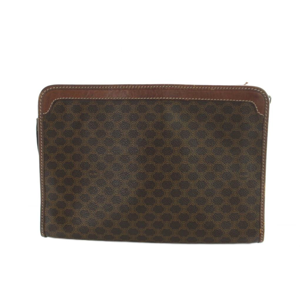 Celine Clutch Second Party Macadam Leather Logo Brown