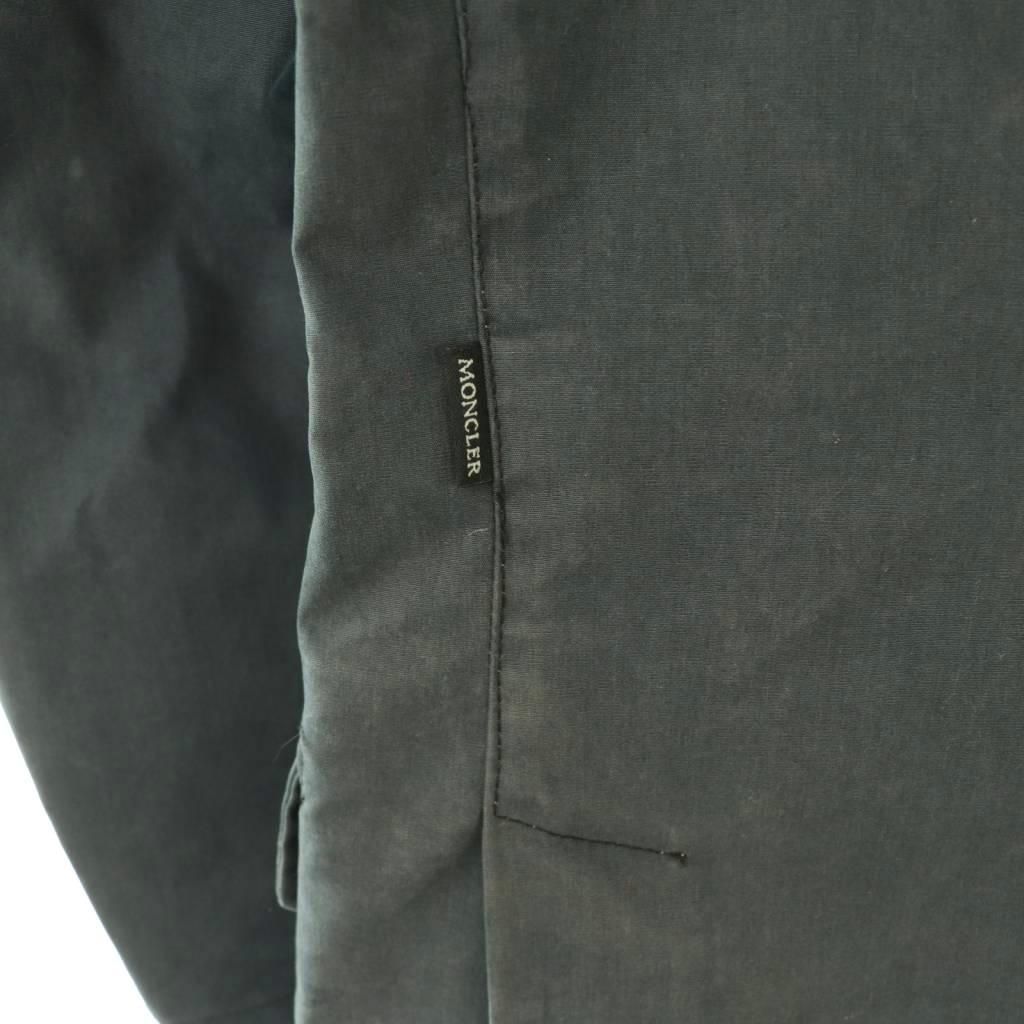 Moncler Jacket Blue Leather Single 0 Navy — view 5