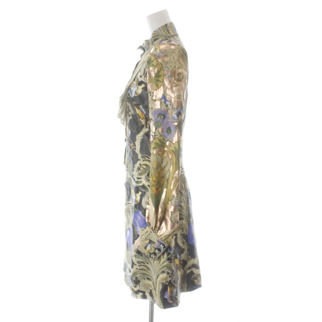 Louis Vuitton Dress Knee Length Long Sleeve Silk All Over Pattern Pleated 34 — view 2