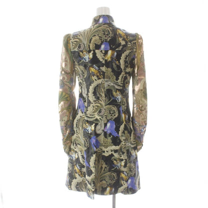 Louis Vuitton Dress Knee Length Long Sleeve Silk All Over Pattern Pleated 34 — view 3