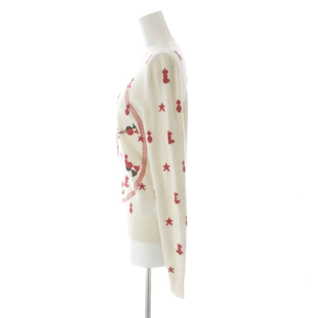 Hermes Knit Sweater Long Sleeve Cashmere Embroidery All Over Pattern 36 Ivory MW — view 2