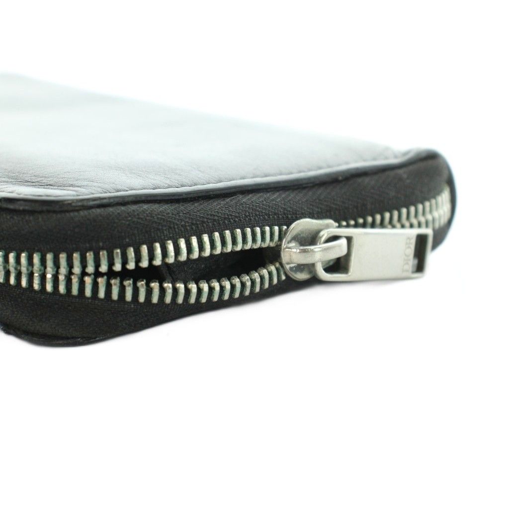 Dior Kaws Wallet Bee All Over Pattern Logo Leather Zip Around Black — view 7
