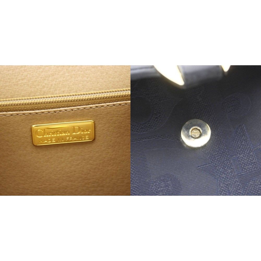 Dior 2-Way Shoulder Bag Trotter Leather All Over Pattern Navy Blue MW — view 8