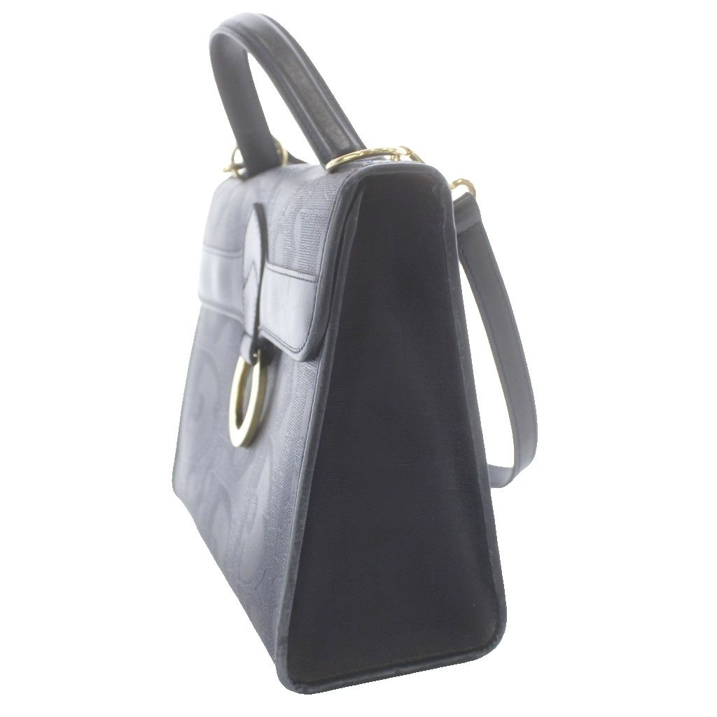 Dior 2-Way Shoulder Bag Trotter Leather All Over Pattern Navy Blue MW — view 2