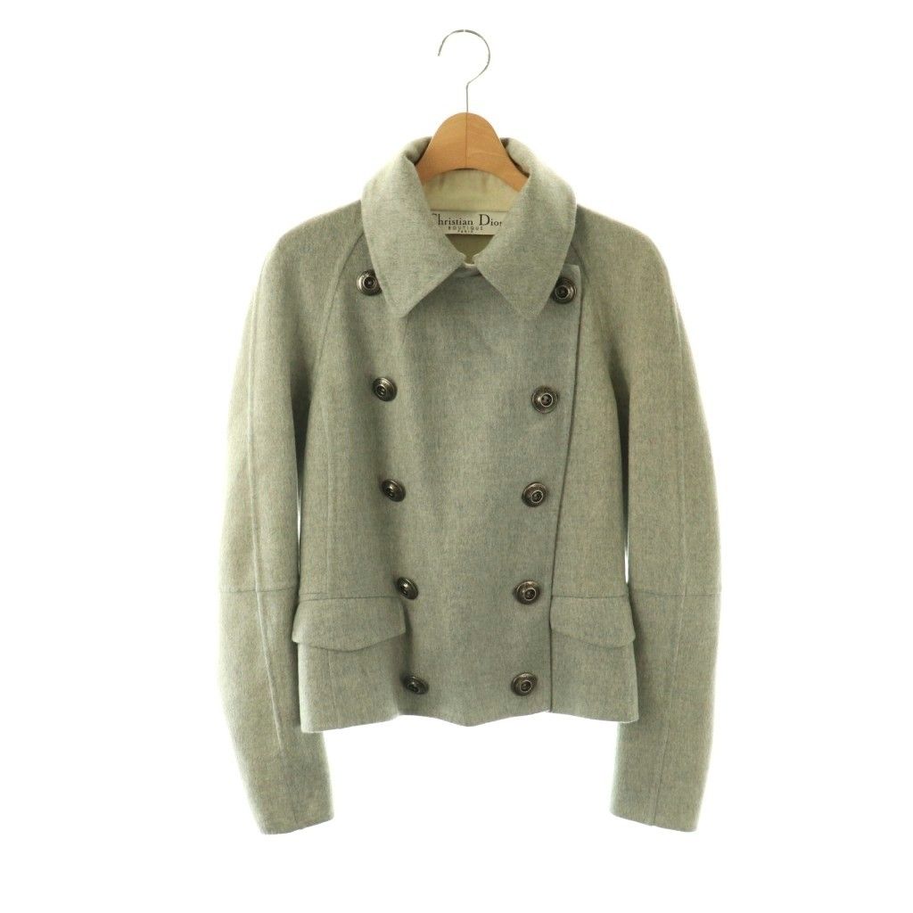 Dior Boutique Jacket Cashmere Logo Button Double Gray ES