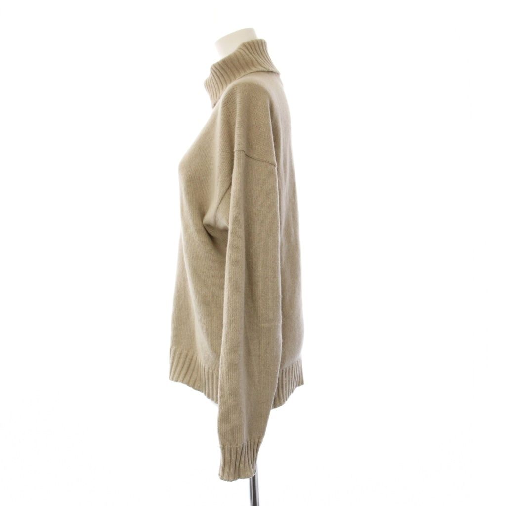 Hermes Knit Sweater Cashmere M Beige Turtleneck Long Sleeve YM — view 3