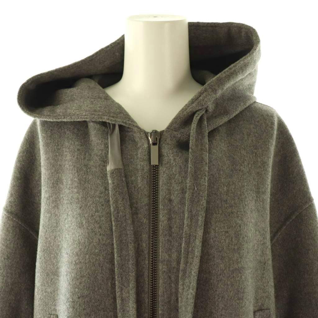 Max Mara S 'S Cucito a Mano Double Facehood Coat 42 Gray SY — view 5