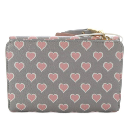 Miu Miu Miu Wallet Trifold Heart Pattern Goat Leather Gray — view 2