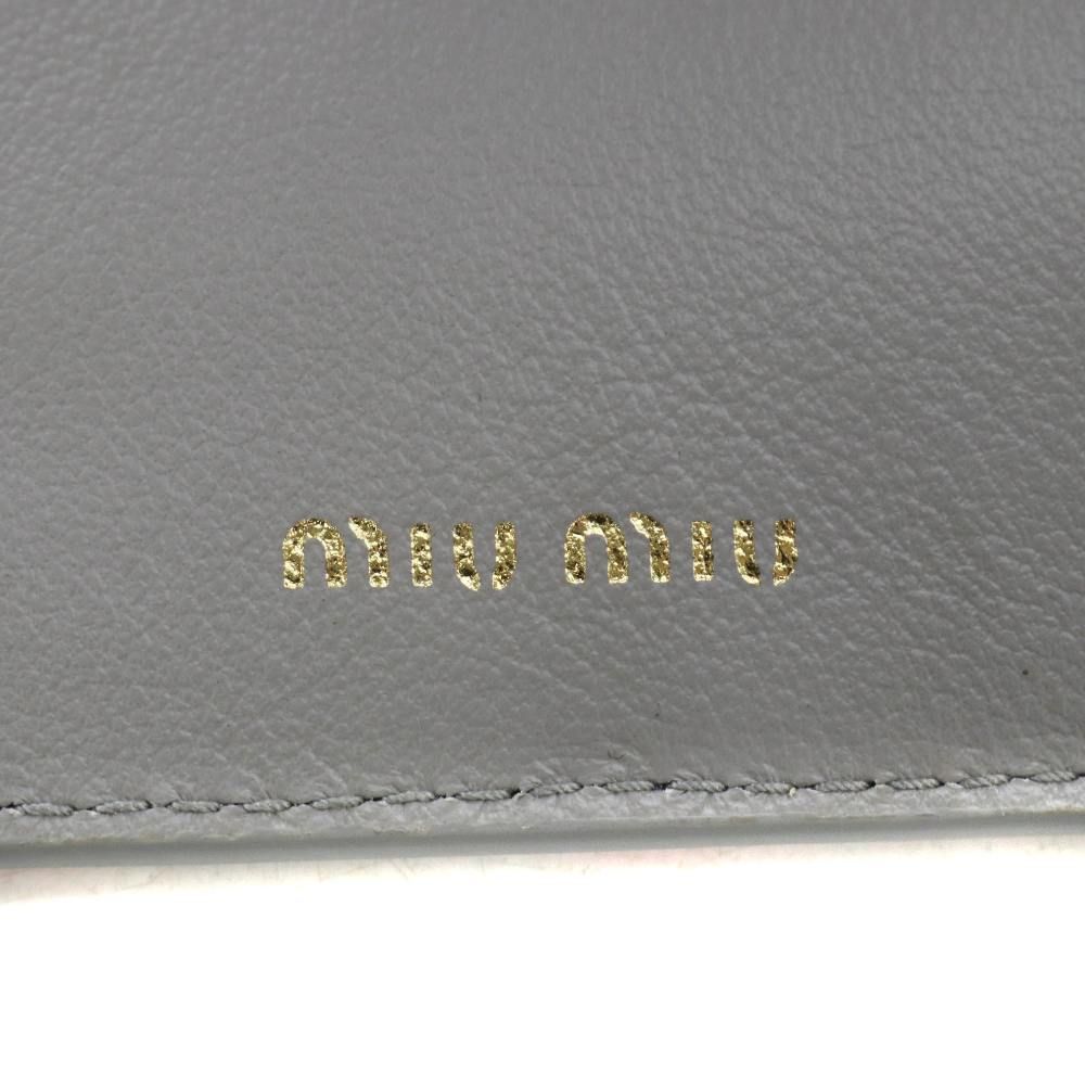 Miu Miu Miu Wallet Trifold Heart Pattern Goat Leather Gray — view 3