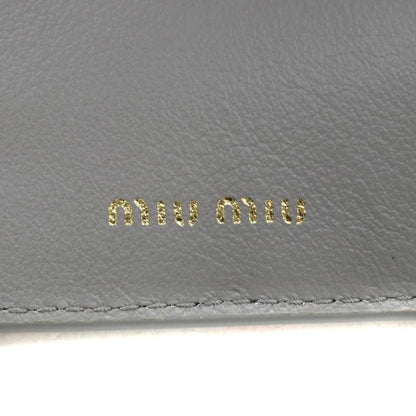 Miu Miu Miu Wallet Trifold Heart Pattern Goat Leather Gray — view 3