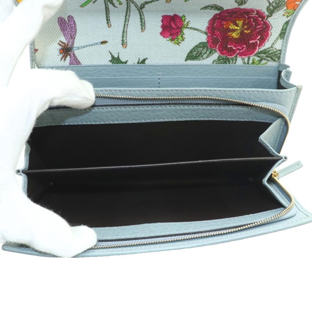 Gucci Flora Wallet Flap Coin Purse Light Blue — view 6