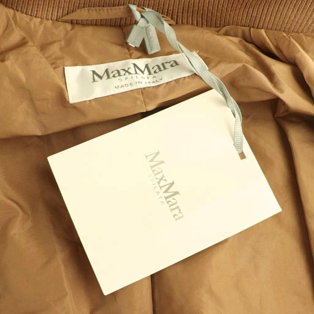 Max Mara Quilted Bomber Jacket Zip Up 34 Beige CX — view 7
