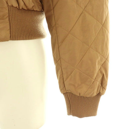 Max Mara Quilted Bomber Jacket Zip Up 34 Beige CX — view 6