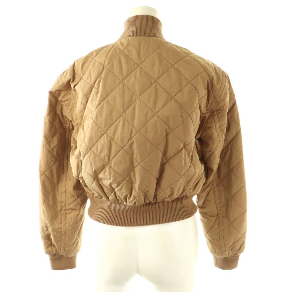 Max Mara Quilted Bomber Jacket Zip Up 34 Beige CX — view 2