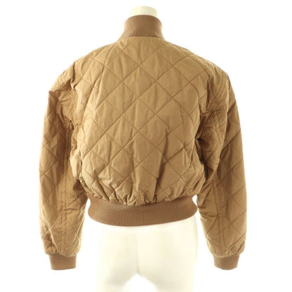 Max Mara Quilted Bomber Jacket Zip Up 34 Beige CX — view 2