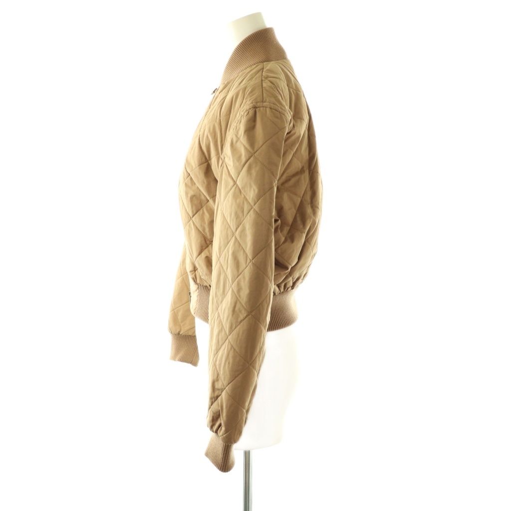 Max Mara Quilted Bomber Jacket Zip Up 34 Beige CX — view 3
