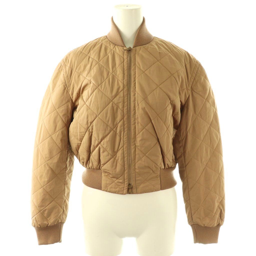 Max Mara Quilted Bomber Jacket Zip Up 34 Beige CX