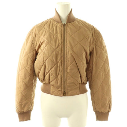 Max Mara Quilted Bomber Jacket Zip Up 34 Beige CX