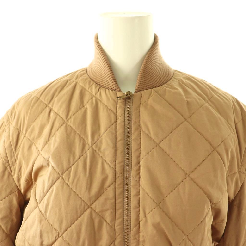 Max Mara Quilted Bomber Jacket Zip Up 34 Beige CX — view 5