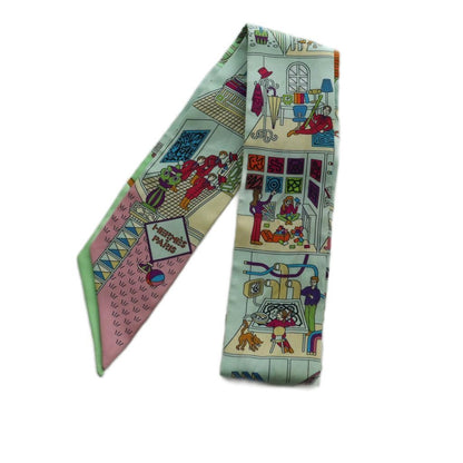 Hermes Carre Maison Des Carres Scarf Silk Multicolor Light Blue Beige SS — view 2