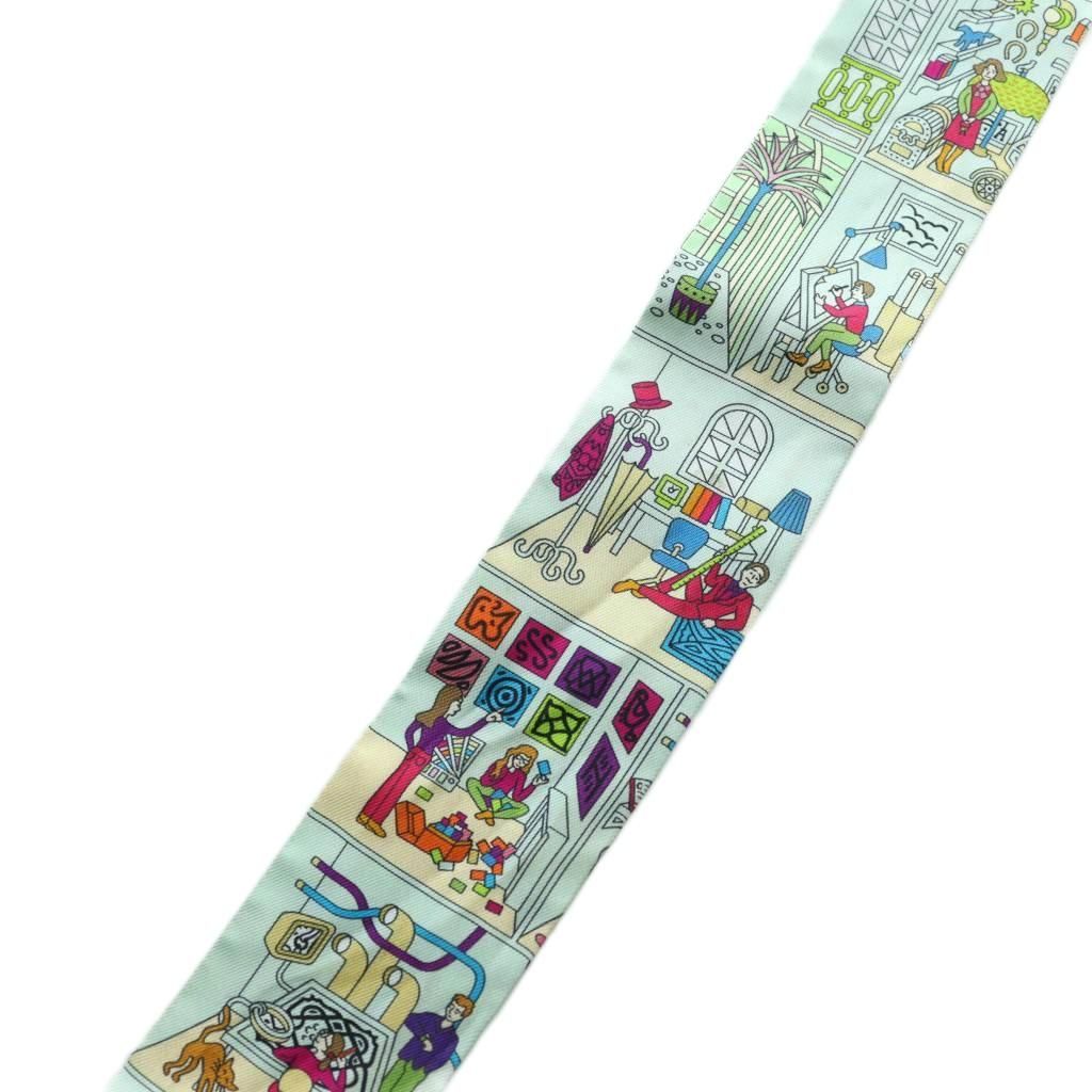 Hermes Carre Maison Des Carres Scarf Silk Multicolor Light Blue Beige SS — view 6