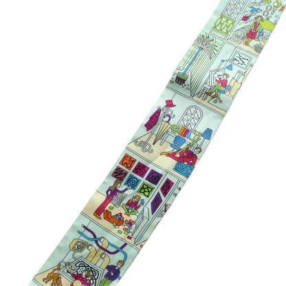 Hermes Carre Maison Des Carres Scarf Silk Multicolor Light Blue Beige SS — view 6