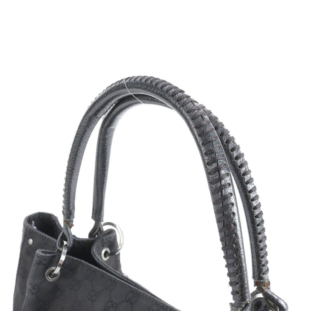 Gucci GG Canvas Leather Tote Shoulder Hand Black — view 2