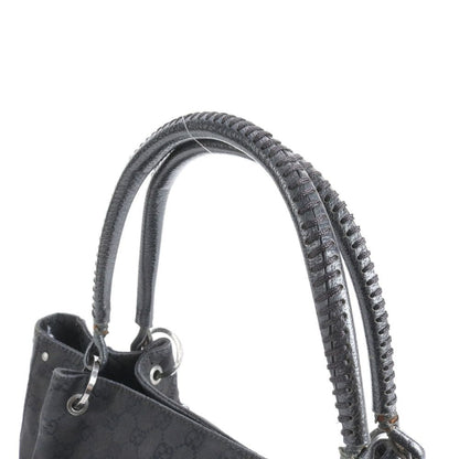 Gucci GG Canvas Leather Tote Shoulder Hand Black — view 2
