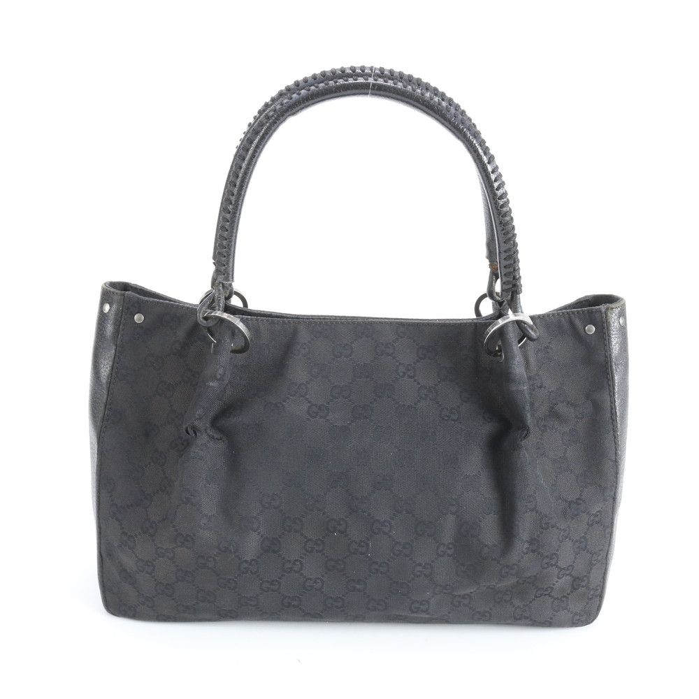 Gucci GG Canvas Leather Tote Shoulder Hand Black — view 3