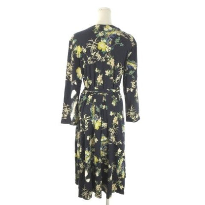 Max Mara Weekend Line Cache Couple Dress XL Navy Floral Pattern V-neck Long — view 2