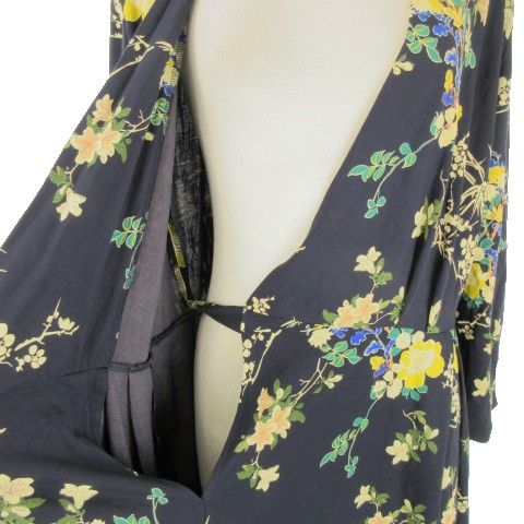 Max Mara Weekend Line Cache Couple Dress XL Navy Floral Pattern V-neck Long — view 4