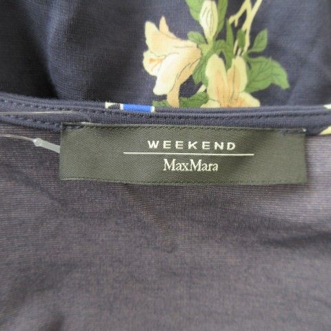 Max Mara Weekend Line Cache Couple Dress XL Navy Floral Pattern V-neck Long — view 6