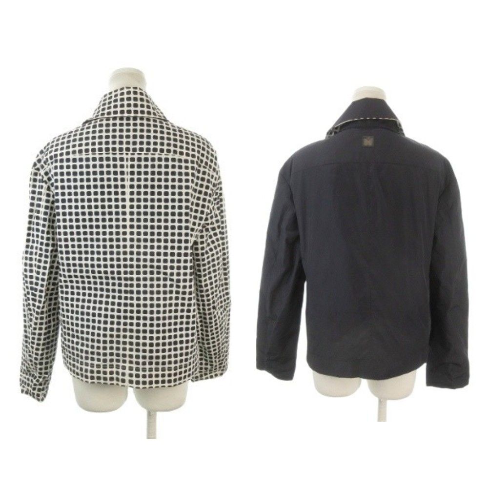 Max Mara Weekend Line Reversible Jacket 42 White Navy Check Pattern Regular — view 2