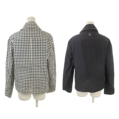 Max Mara Weekend Line Reversible Jacket 42 White Navy Check Pattern Regular — view 2