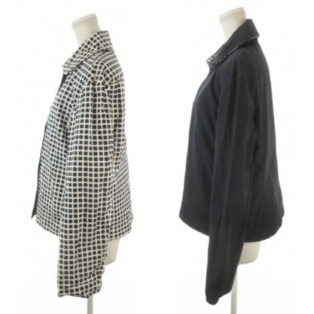 Max Mara Weekend Line Reversible Jacket 42 White Navy Check Pattern Regular — view 3