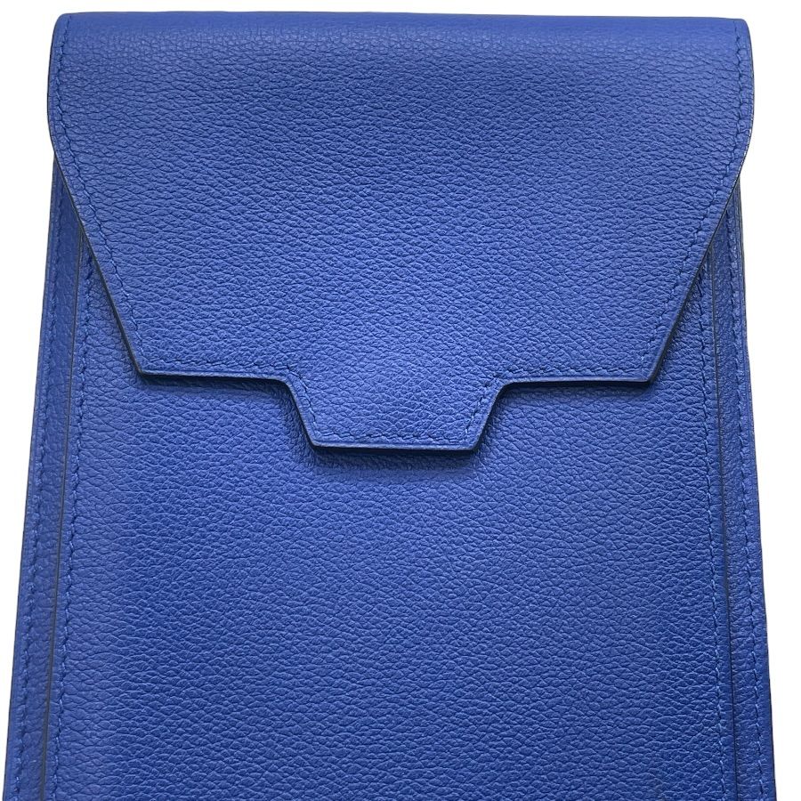 Hermes Waist Pouch Bag Multi Case Leather Blue Sophistication Luxury Compact — view 5