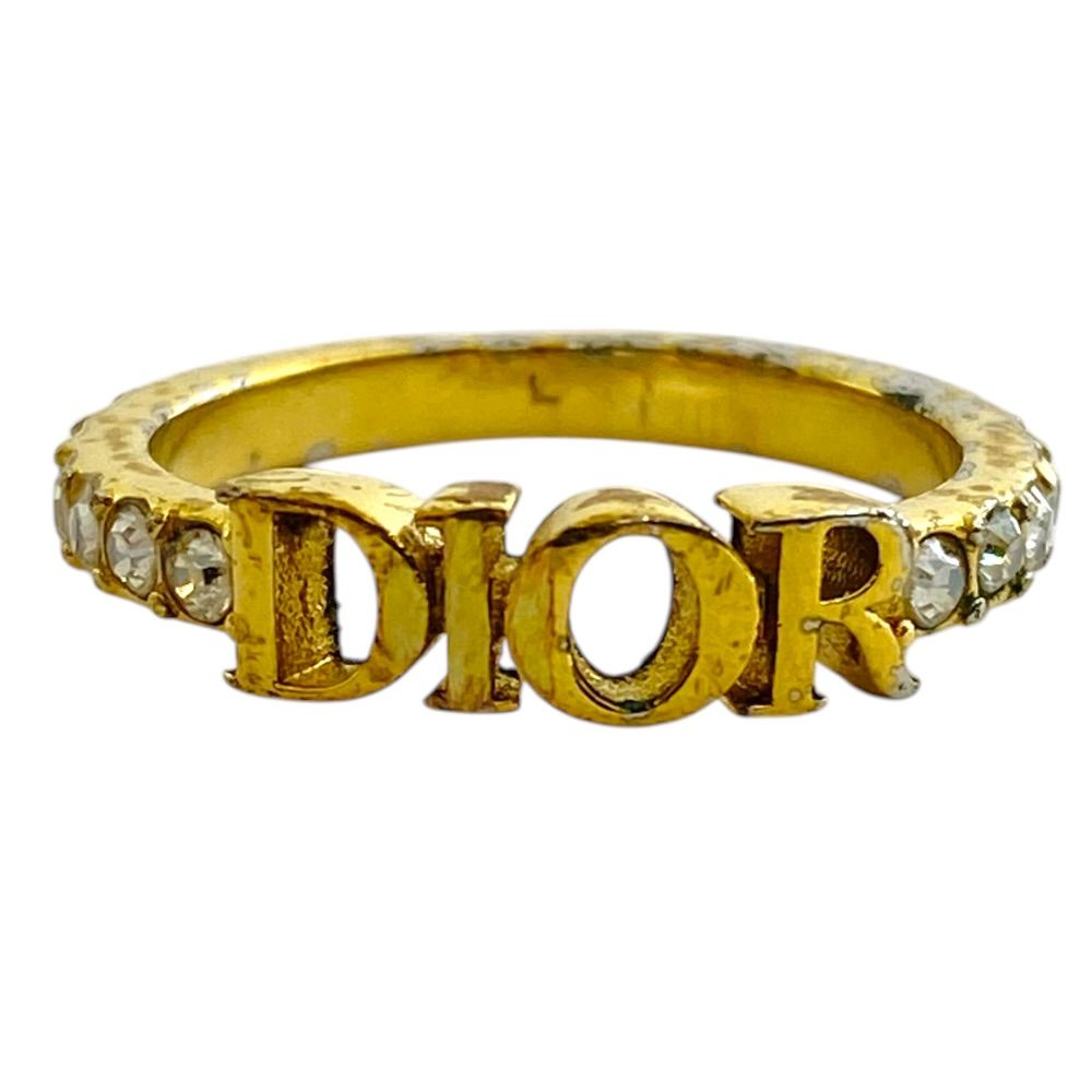 Dior Ring Logo Line Stone Gold L : Sophistication Luxury Glamorous Formal