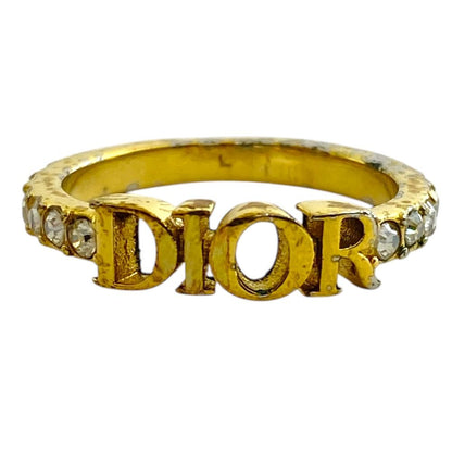 Dior Ring Logo Line Stone Gold L : Sophistication Luxury Glamorous Formal